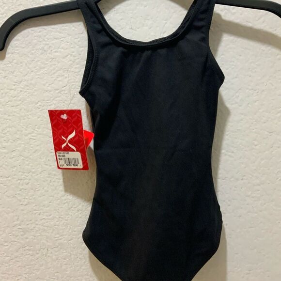 Capezio Elegant Black Dance Bodysuit leotard dance tumble size 1/CH - Picture 2 of 5